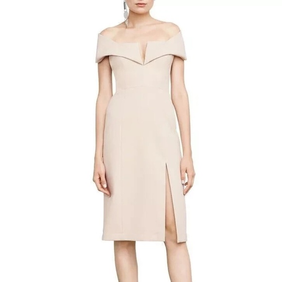 BCBGMaxAzria Marquise Bare Pink Split V-Neck Dress - Picture 1 of 14